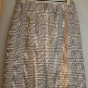 Cione Beige Camel Winter White Houndstooth Skirt VTG Fully Lined Size 10